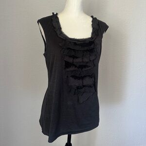 Classiques Entier Black Ruffle Front Sleeveless Tank